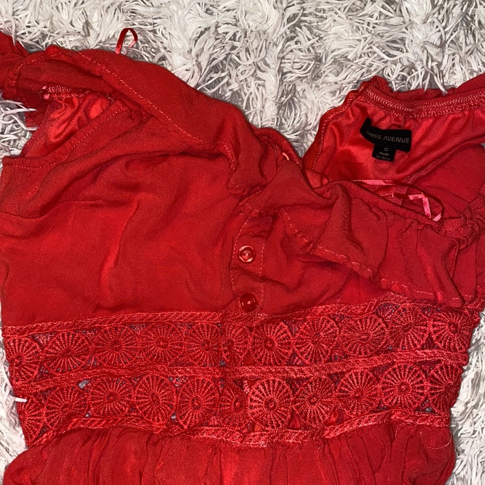 JustFab Off-Shoulder Crochet Maxi Dress Coral Small - Picture 9 of 9